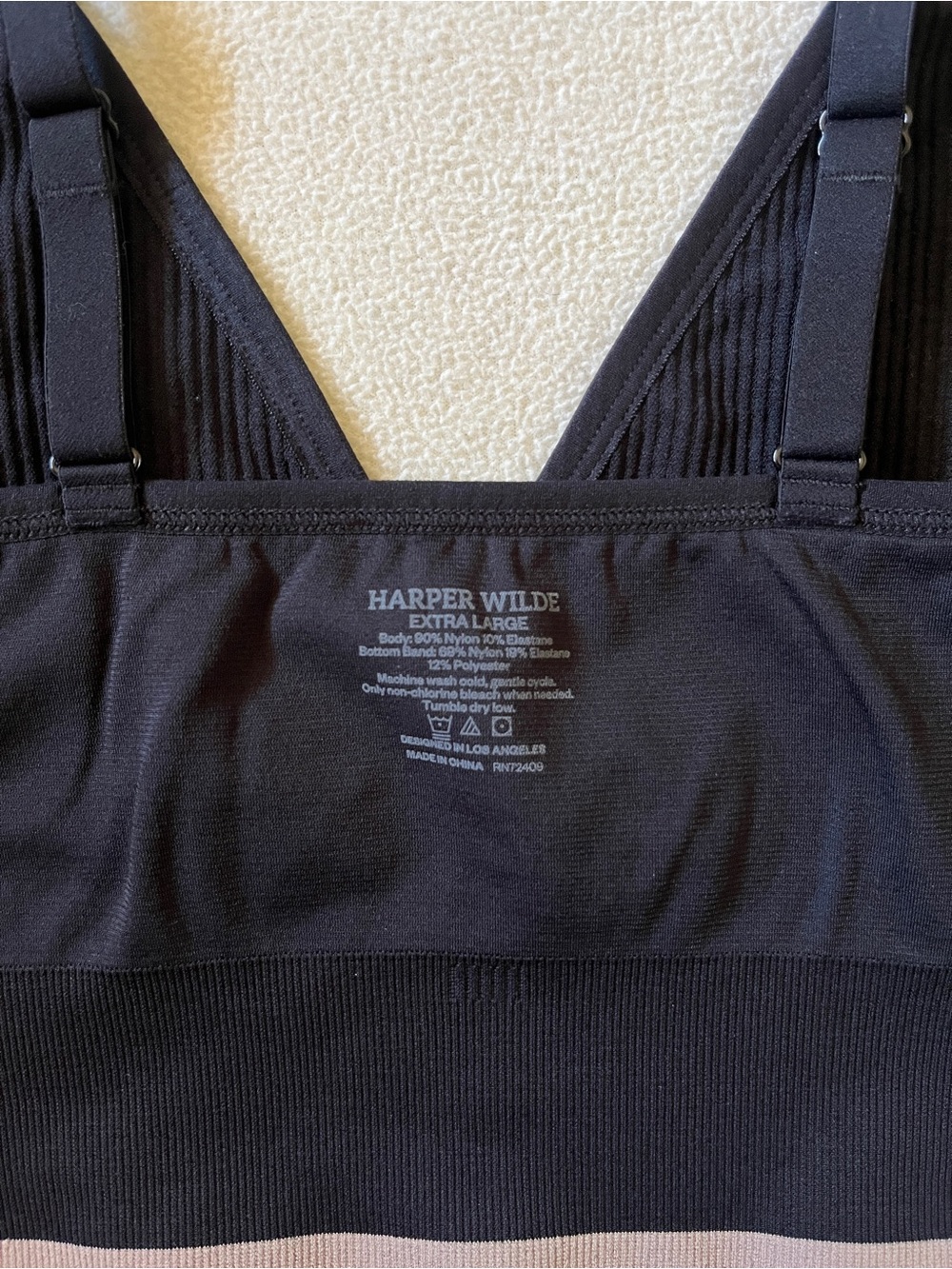 Harper Wilde Lounge Rib Triangle Bralette Black Everyday Seamless Comfortable XL - Picture 9 of 12